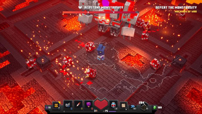 Sử dụng các đòn tấn công tầm xa khi chiến đấu với Redstone Monstrocity