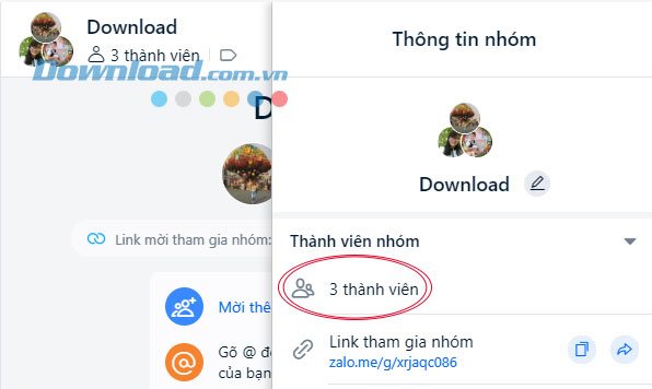 Xem thành viên trên Zalo