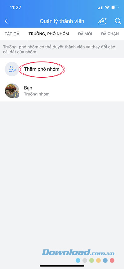 Thêm phó nhóm Zalo