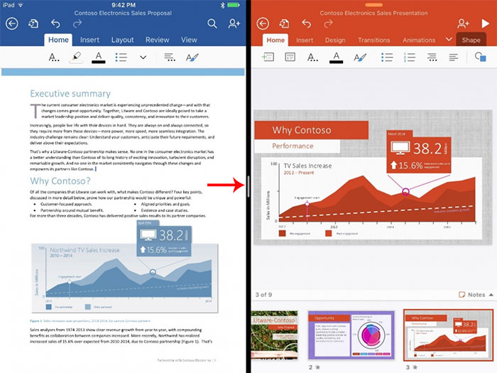 Kéo thanh phân cách sang trái hoặc phải để đóng ứng dụng muốn loại bỏ khỏi split screen