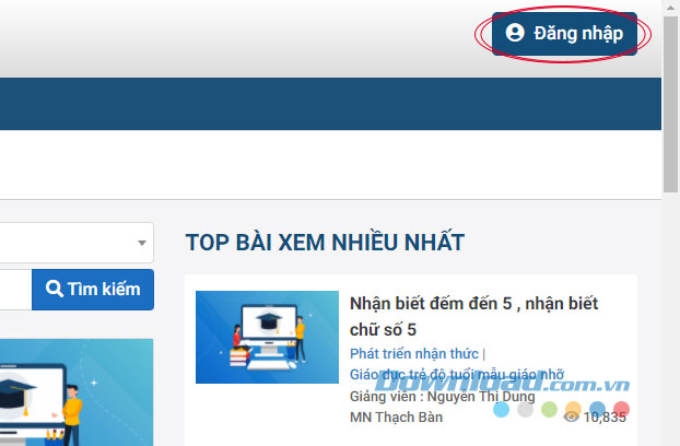 Giao diện chính của hệ thống Hanoi Study