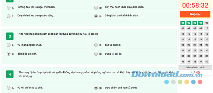 Chi tiết bài thi trên Hanoi Study