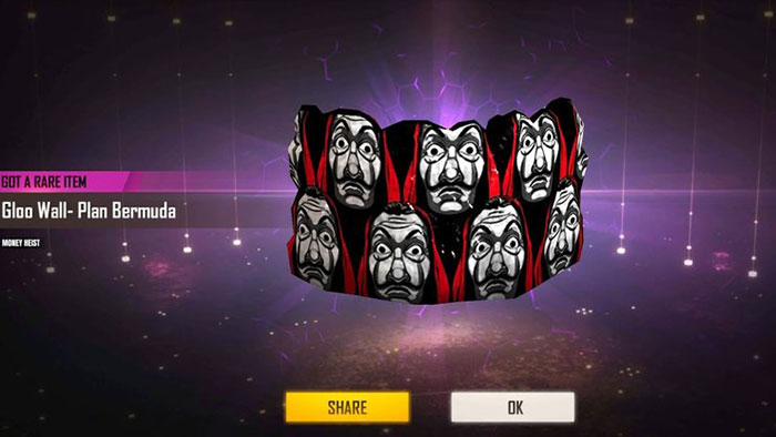 Gloo Wall Plan Bermuda có hình của những chiếc mặt nạ biểu tượng của Money Heist