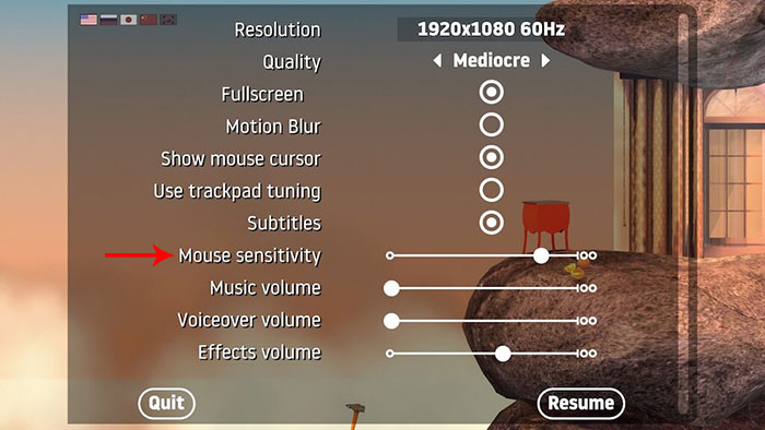 Điều chỉnh thanh trượt để tăng độ nhạy của chuột