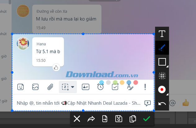Chỉnh sửa ảnh sau khi chụp màn hình Zalo