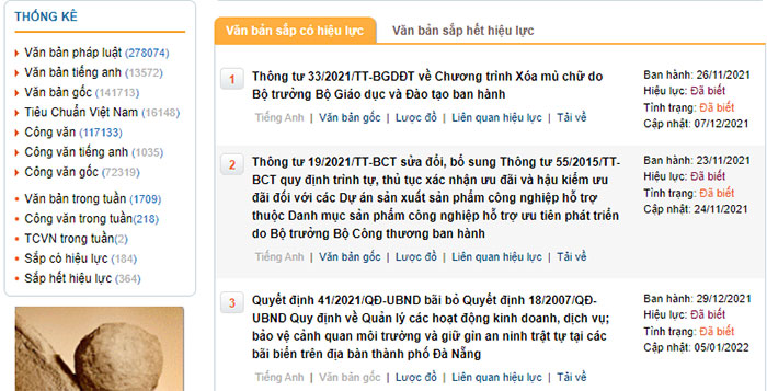 Văn bản sắp có hiệu lực trên Thư viện pháp luật 