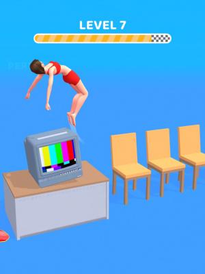 Lộn qua các đồ nội thất và đừng để bị ngã xuống sàn nhà