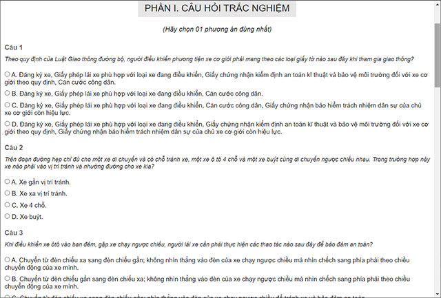 Xác nhận hoàn thành phần thi trắc nghiệm