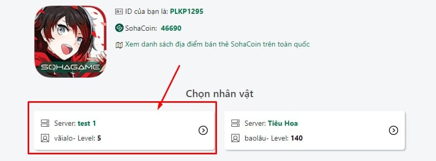 Giao diện chọn nhân vật trong game Học Viện Siêu Nhiên