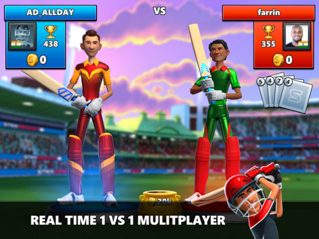 Tham gia các trận đấu cricket 1v1 trong game Stick Cricket Live