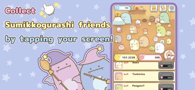 Thu thập những người bạn Sumikkogurashi bằng các tap vào màn hình