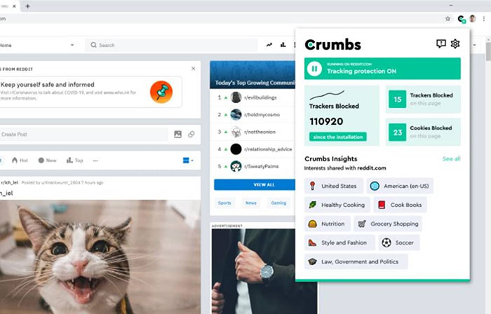 Crumbs giúp ngăn chặn các trình theo dõi thói quen của người dùng