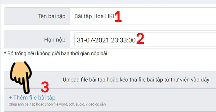 Chọn file bài tập có sẵn