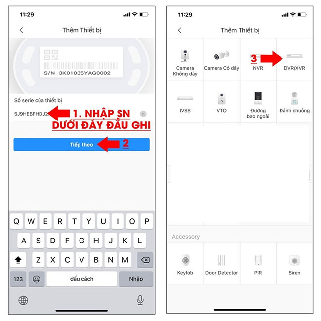 Thêm thiết bị vào ứng dụng DMSS