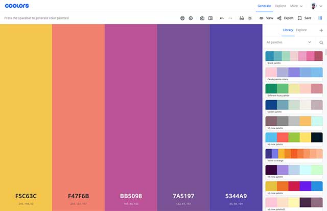 Coolors là một trong những trang web về phối màu được yêu thích nhất