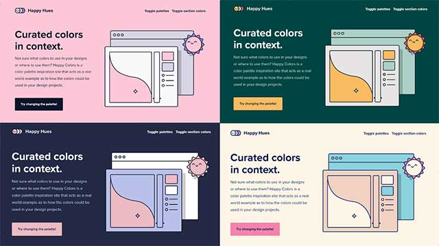 Happy Hues giúp bạn hình dung cách sử dụng màu sắc trong các dự án thiết kế