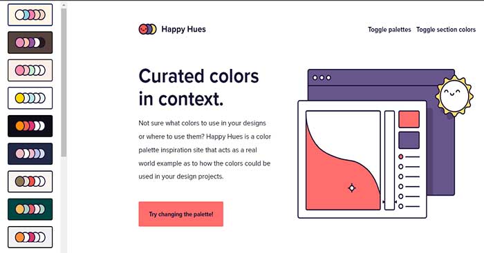 Happy Hues là trang web hỗ trợ phối màu giống Coolors