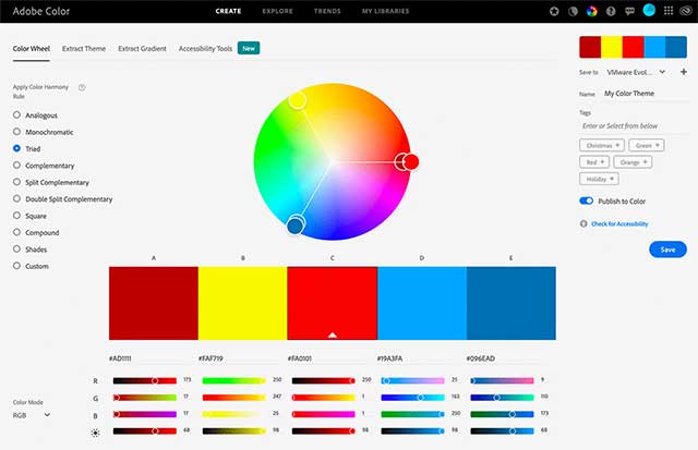 Color cho phép bạn tạo và chỉnh sửa các chủ đề với tối đa mười màu