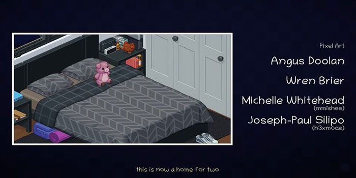 Xem hết các đoạn credit của Unpacking để biết kết thúc