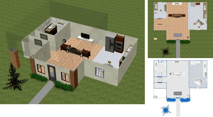 Xem mô hình ngôi nhà ở chế độ 3D, 2D hoặc Blueprint