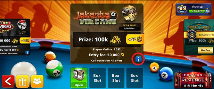 Nhấn nút i màu xanh để xem quy tắc của trận đấu