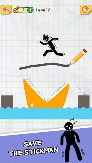 Vẽ đường để cứu stickman trong game Draw 2 Save 