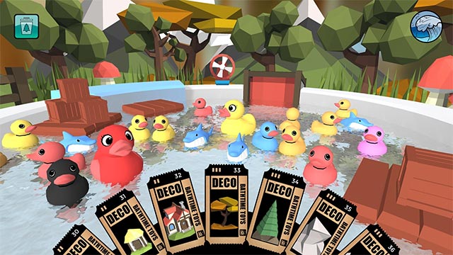 Trang trí xung quanh bồn tắm bằng nhiều mô hình mà game Bathtime Toy cung cấp