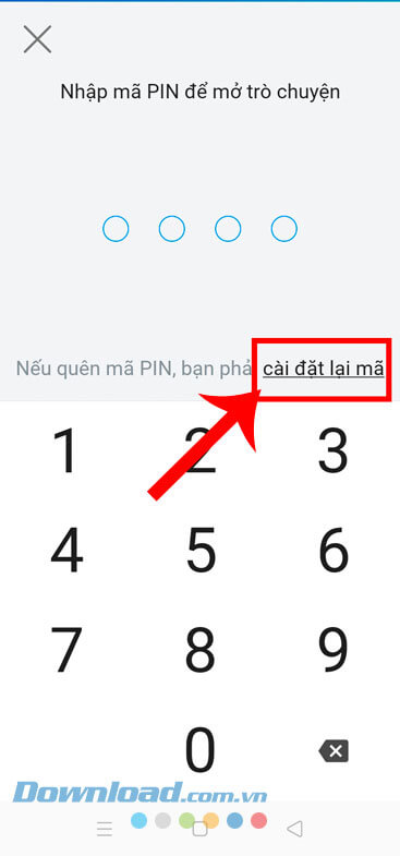 Nhấn vào mục Cài đặt lại mã