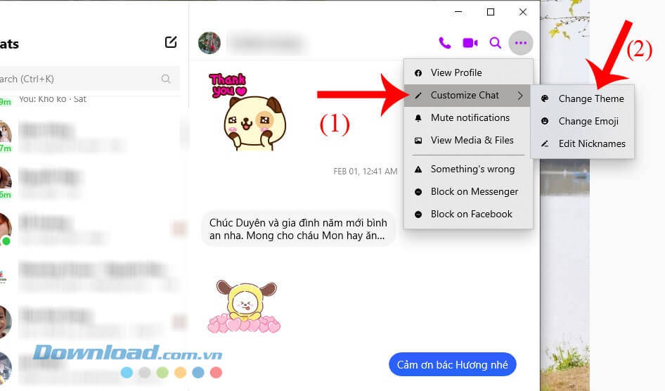 Cài đặt cuộc trò chuyện