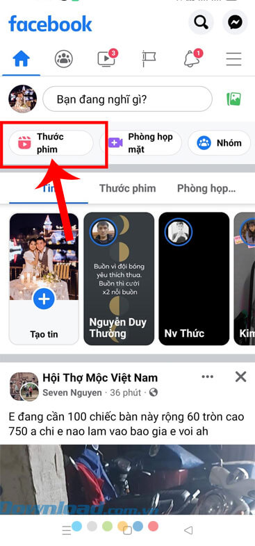 Nhấn vào mục Thước phim