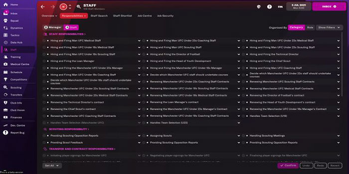 Người chơi có quyền giao cho nhân viên phụ trách các vấn đề chuyên môn khác nhau