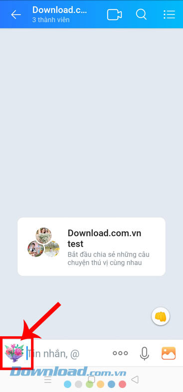 Ấn vào biểu tượng bó hoa