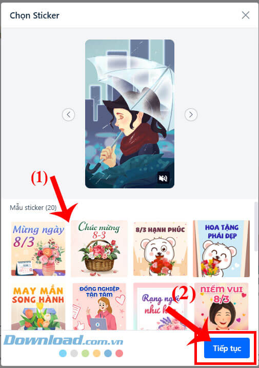 Chọn sticker chúc mừng ngày Quốc tế phụ nữ