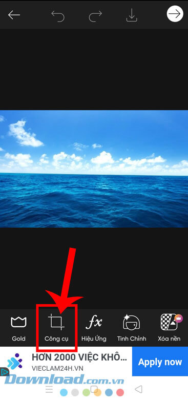 Nhấn vào mục Công cụ