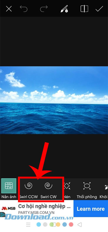 Chọn hiệu ứng vòng xoáy