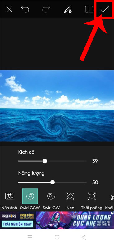 Ấn vào biểu tượng dấu tick