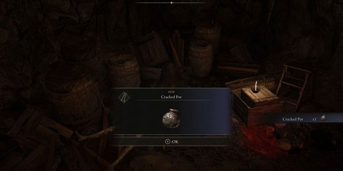 Cracked Pot giúp chế tạo vũ khí nổ tầm xa, như Firebombs and Witching Urns của serie Dark Souls