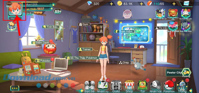 Nhấn vào ảnh đại diện