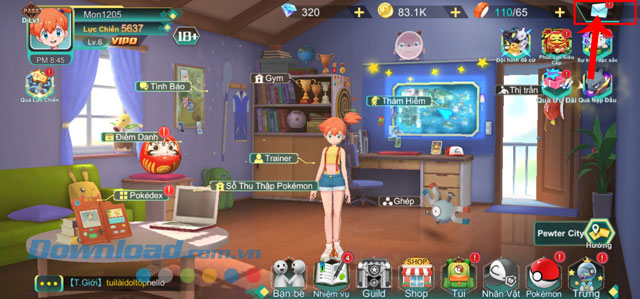 Nhấn vào biểu tượng tin nhắn