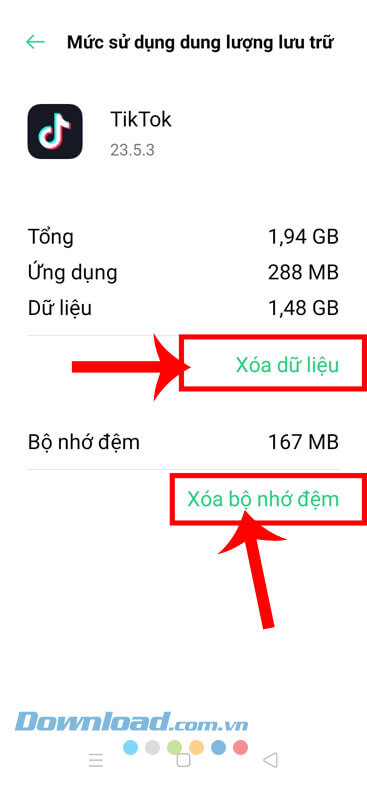 Chạm vào mục Xóa dữ liệu