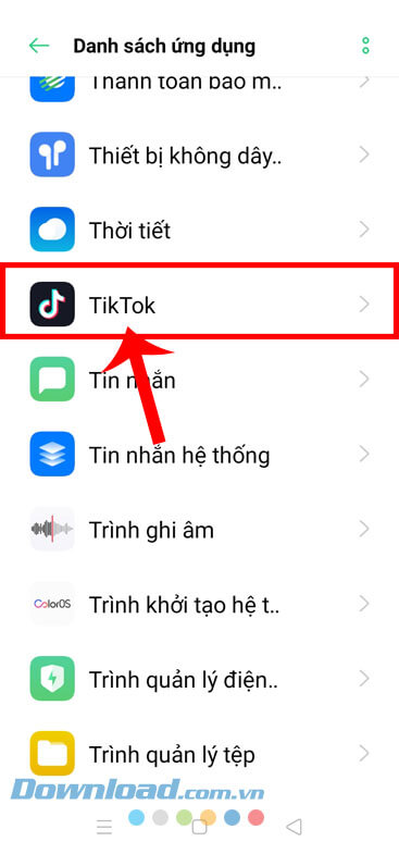 Chọn ứng dụng TikTok