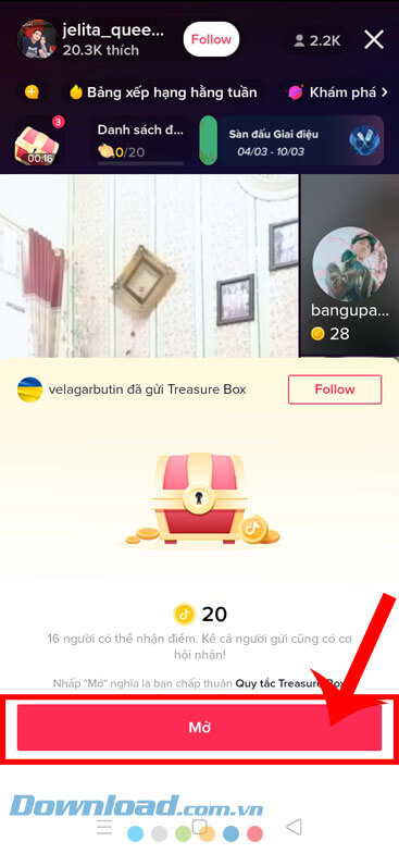 Nhấn vào nút Mở