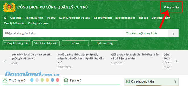 Nhấn vào nút Đăng nhập