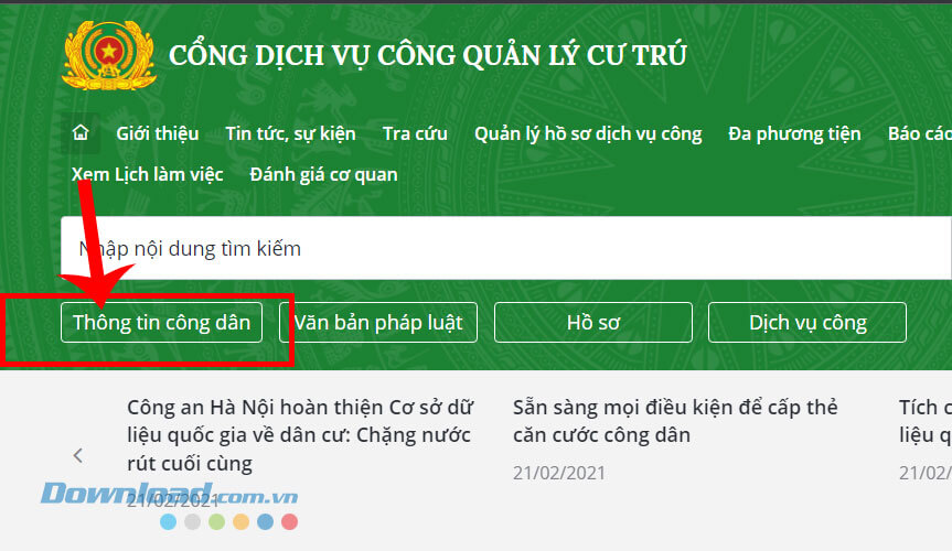 Ấn vào nút Thông tin cá nhân