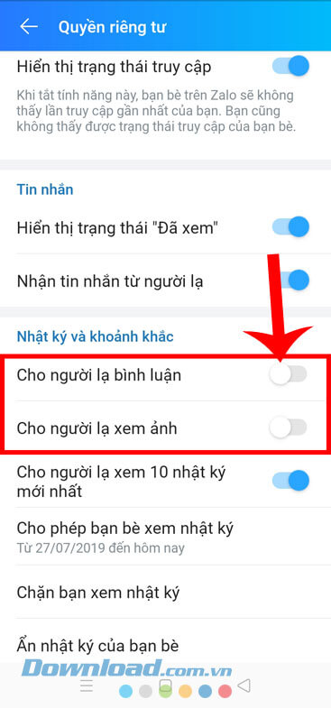 Tắt công tắc tại mục Cho người lạ bình luận