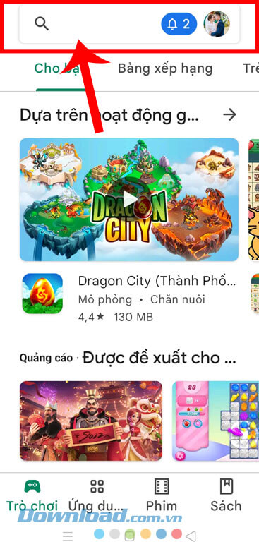 Ấn vào ô tìm kiếm