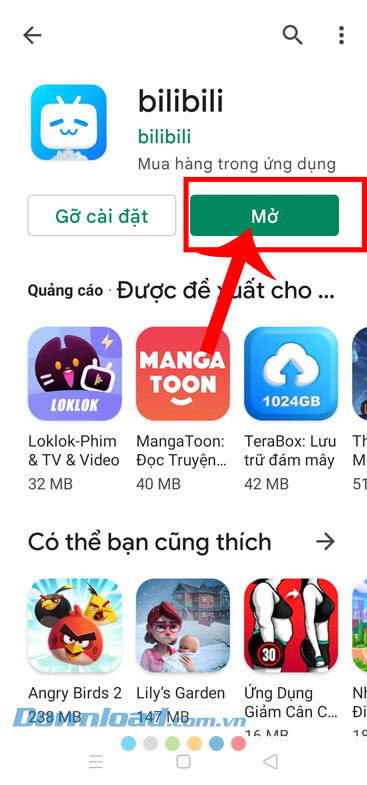 Chạm vào nút Mở