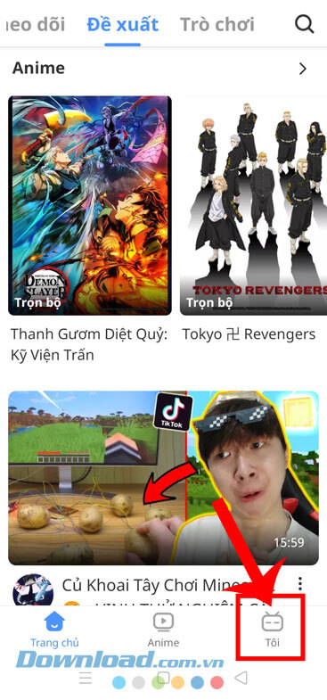 Chạm vào mục Tôi