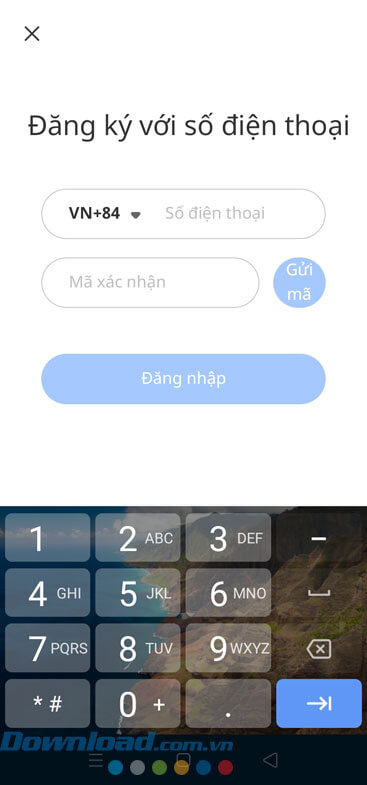 Nhấp số điện thoại và mã xác nhận
