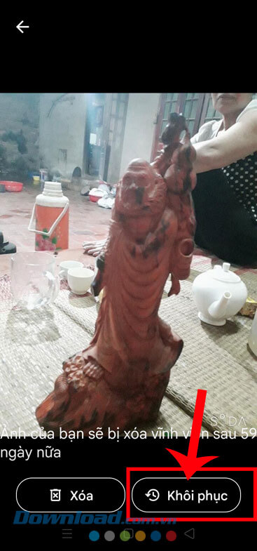 Nhấn vào nút Khôi phục